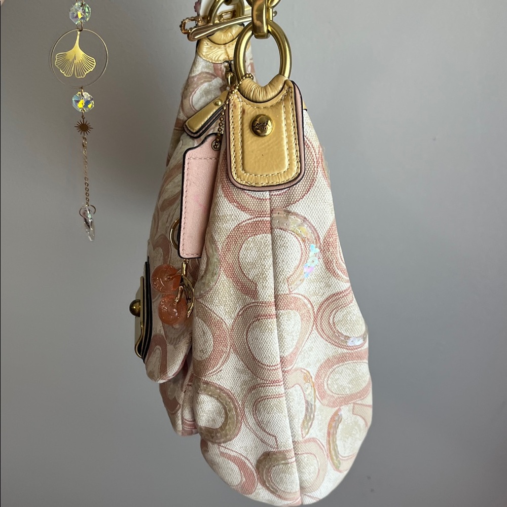 Coach Kristen Pink and Cream Sequin Shoulder Bag - Picture 5 of 15